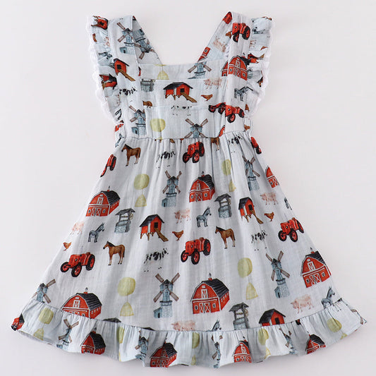 Muslin Farm Ruffle Dress