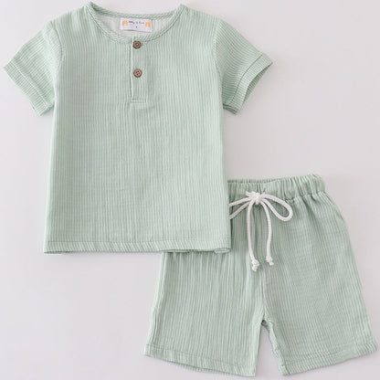 Muslin Sage Boy Shorts Set