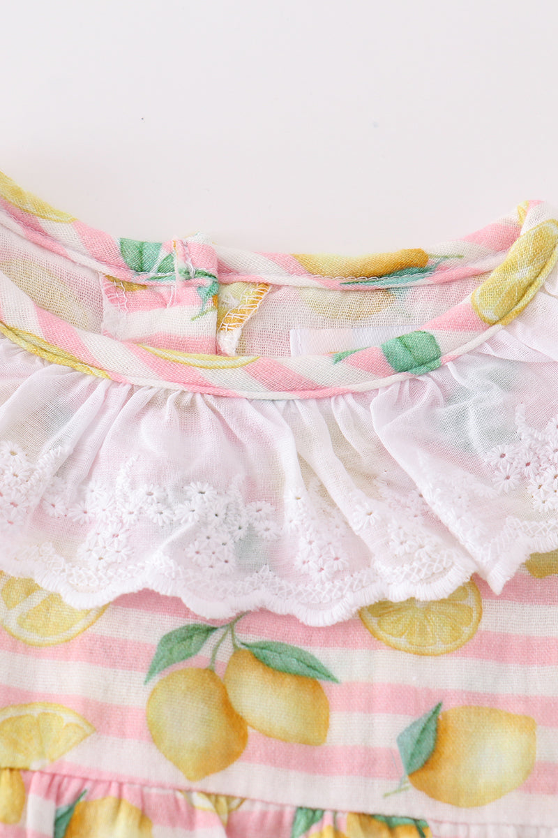 Muslin Pink Stripe Lemon Bubble