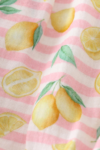 Muslin Pink Stripe Lemon Bubble