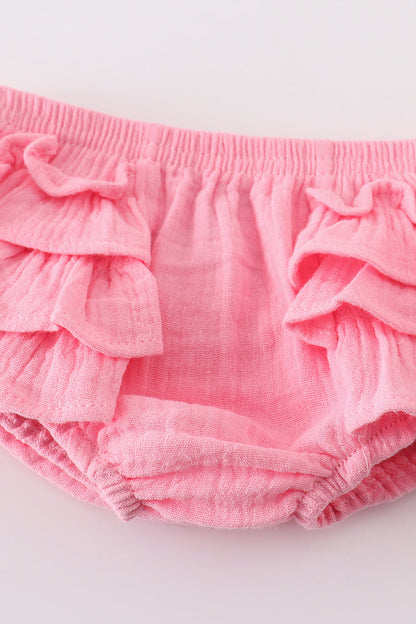 Muslin Pink Stripe Lemon Baby Bummies Set