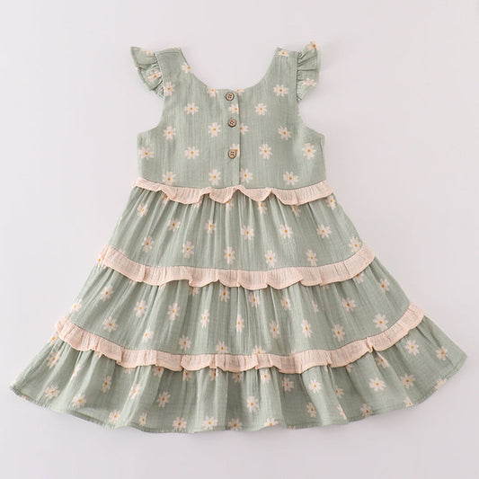 Muslin Sage Daisy Tiered Dress