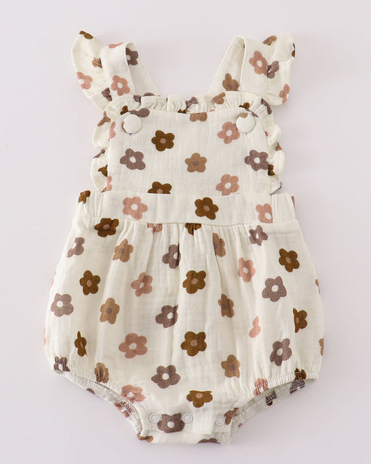 Muslin Khaki Floral Girl Bubble