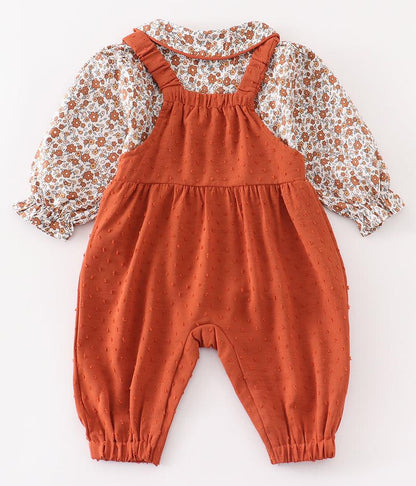 Nellie Terracotta Floral Swiss Dot Baby Set