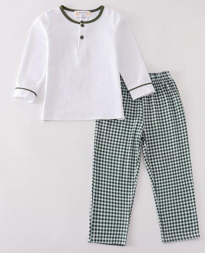 Hudson Green Plaid Boy Pants Set