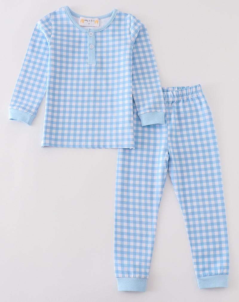 Blue Plaid Boy Pajamas Set