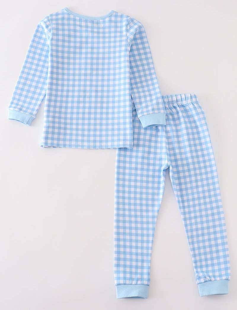 Blue Plaid Boy Pajamas Set