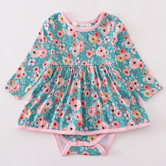 Myra Green Floral Print Girl Bubble