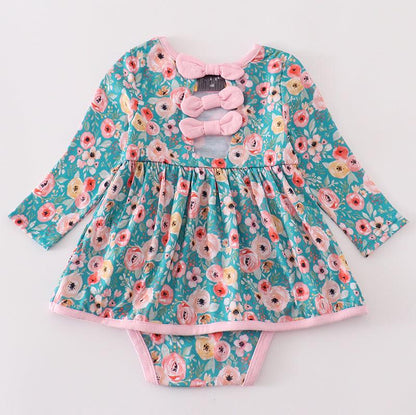 Myra Green Floral Print Girl Bubble