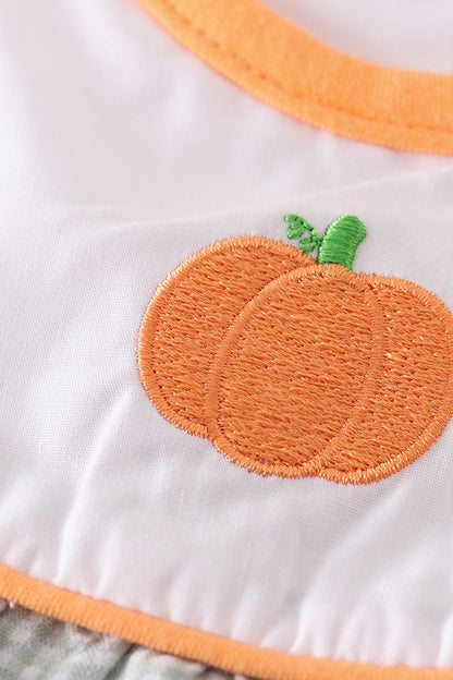 Orange Pumpkin Embroidered Girl Pants Set