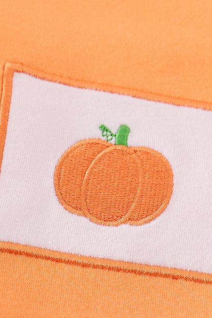 Orange Pumpkin Embroidered Boy Top