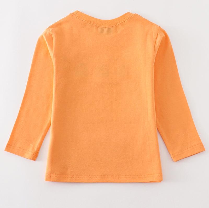 Orange Pumpkin Embroidered Boy Top