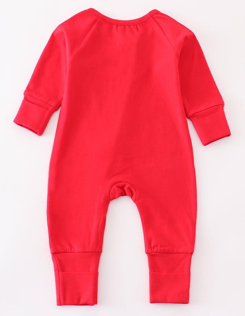 Red Ruffle Zip Girl Pajama Romper