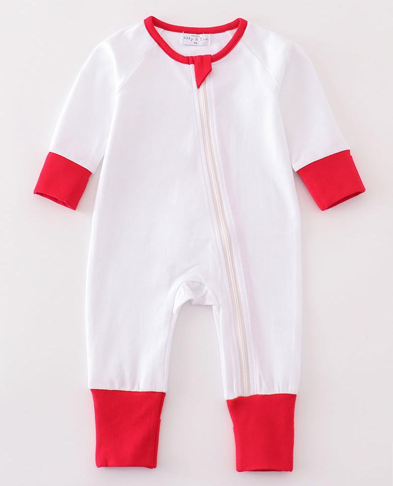 White Zip Boy Pajama Romper