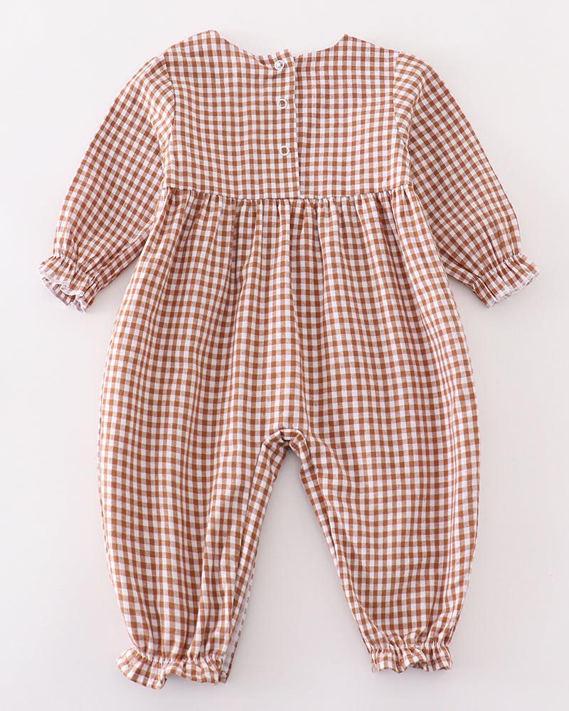 Michelle Caramel Gingham Girl Romper