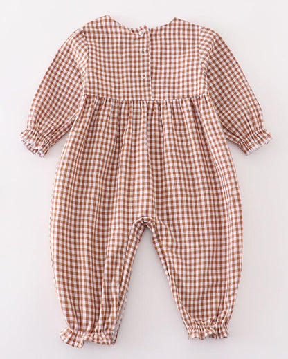 Michelle Caramel Gingham Girl Romper