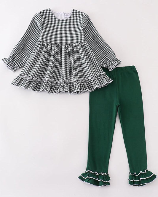 Michelle Green Gingham Girl Ruffle Set