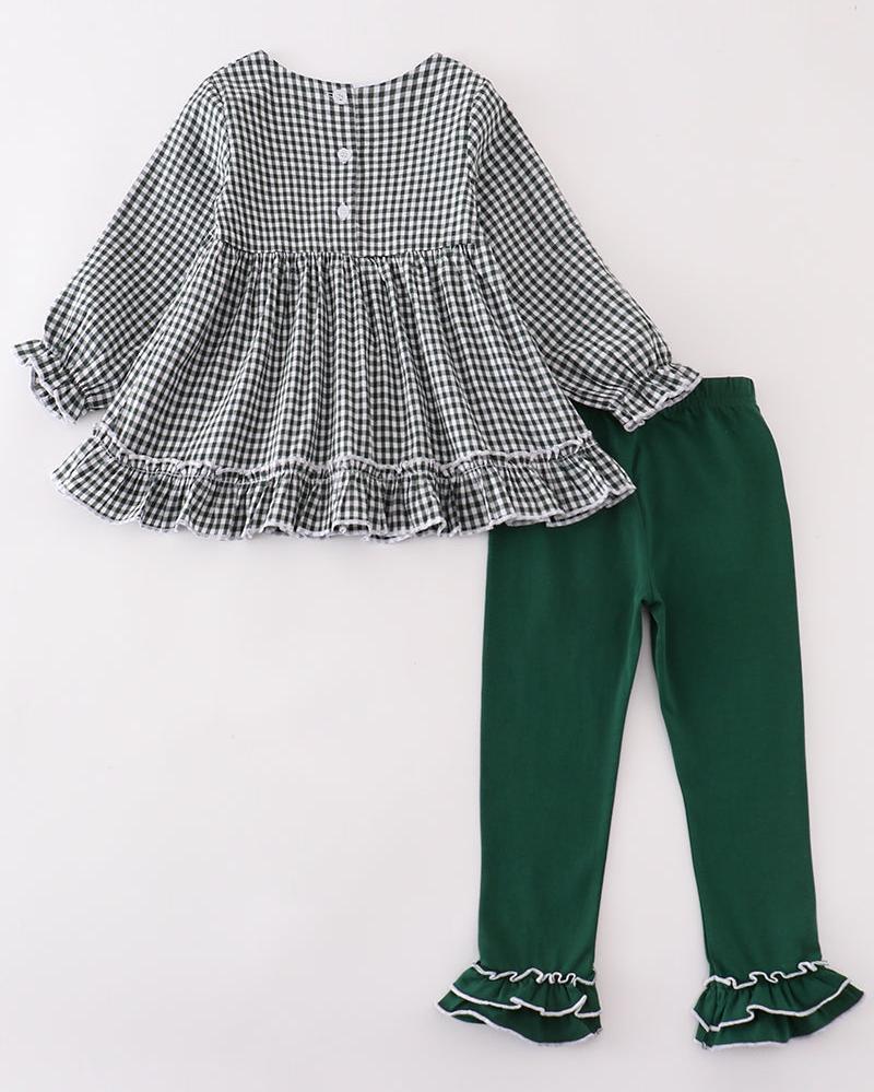 Michelle Green Gingham Girl Ruffle Set