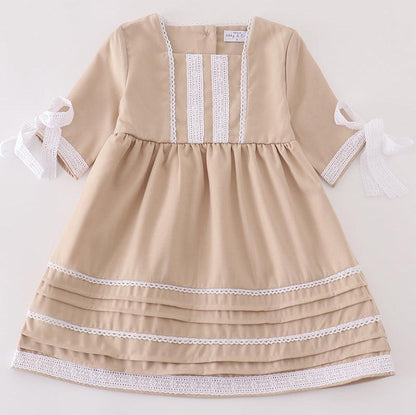 Lucy Lace Ruffle Dress - Sand