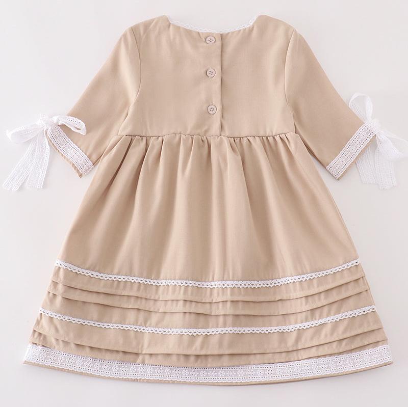 Lucy Lace Ruffle Dress - Sand