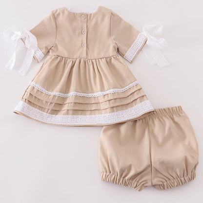 Lucy Lace Ruffle Baby Set - Sand