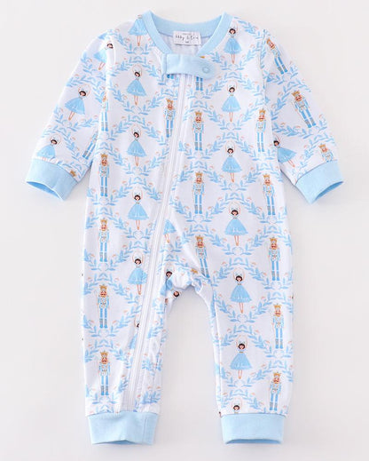 Nutcracker Print Blue Boy Romper