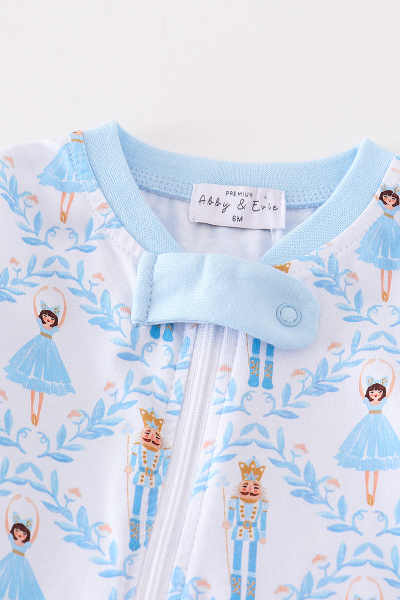 Nutcracker Print Blue Boy Romper