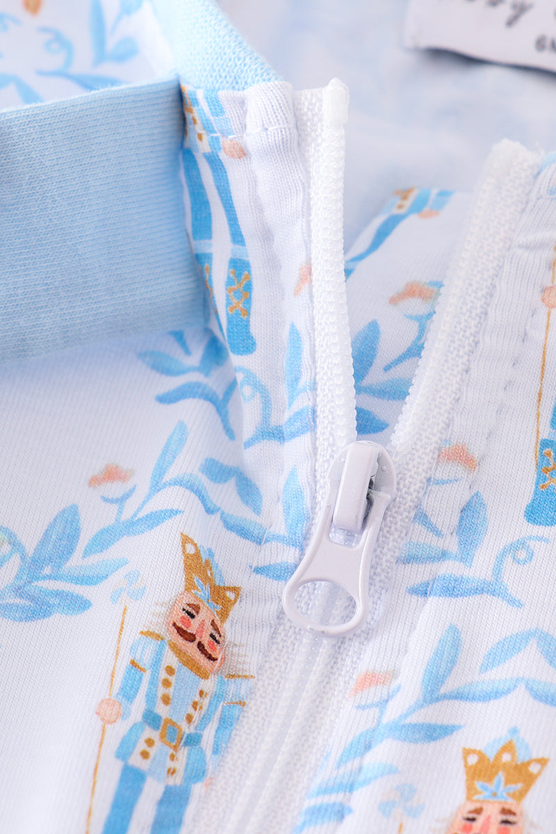 Nutcracker Print Blue Boy Romper