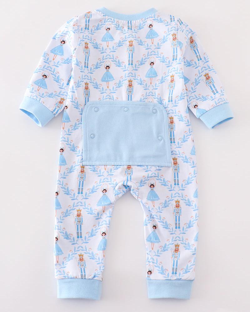 Nutcracker Print Blue Boy Romper