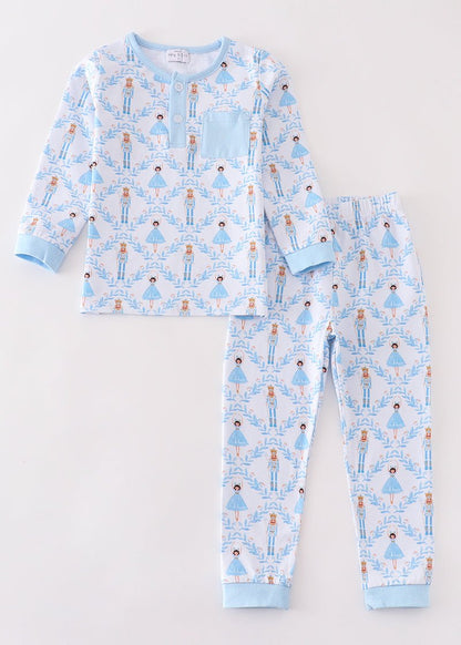 Nutcracker Print Blue Boy Pajama Set