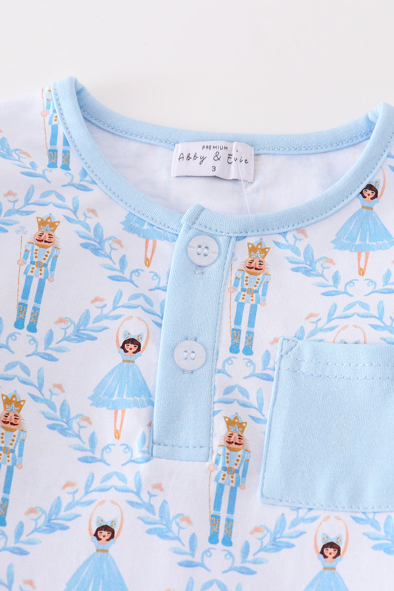 Nutcracker Print Blue Boy Pajama Set