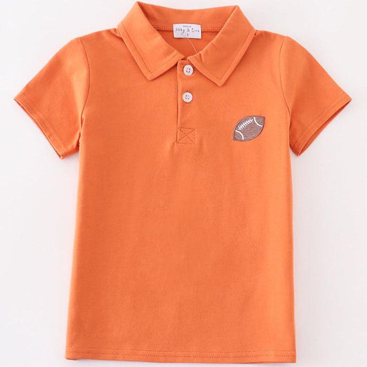 Football Embroidered Rust Boy Polo Shirt