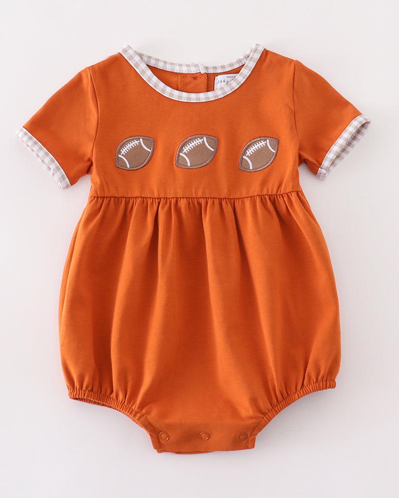 Football Embroidered Camel Boy Romper