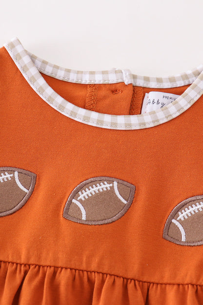 Football Embroidered Camel Boy Romper