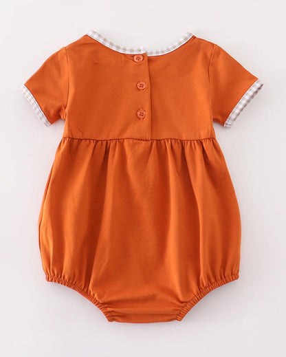 Football Embroidered Camel Boy Romper