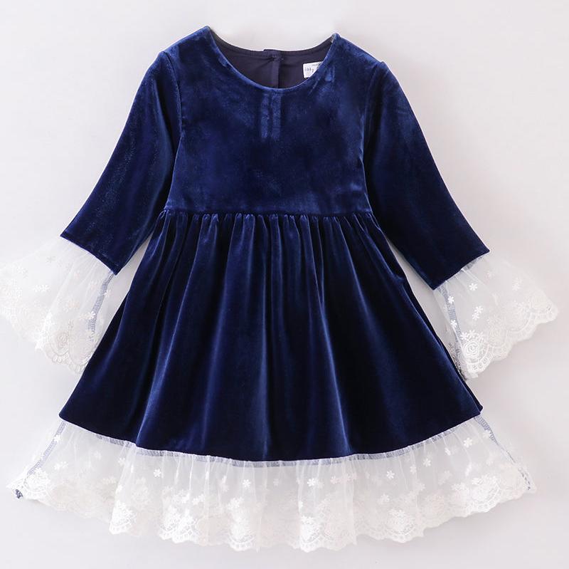 Velvet + Lace Navy Dress