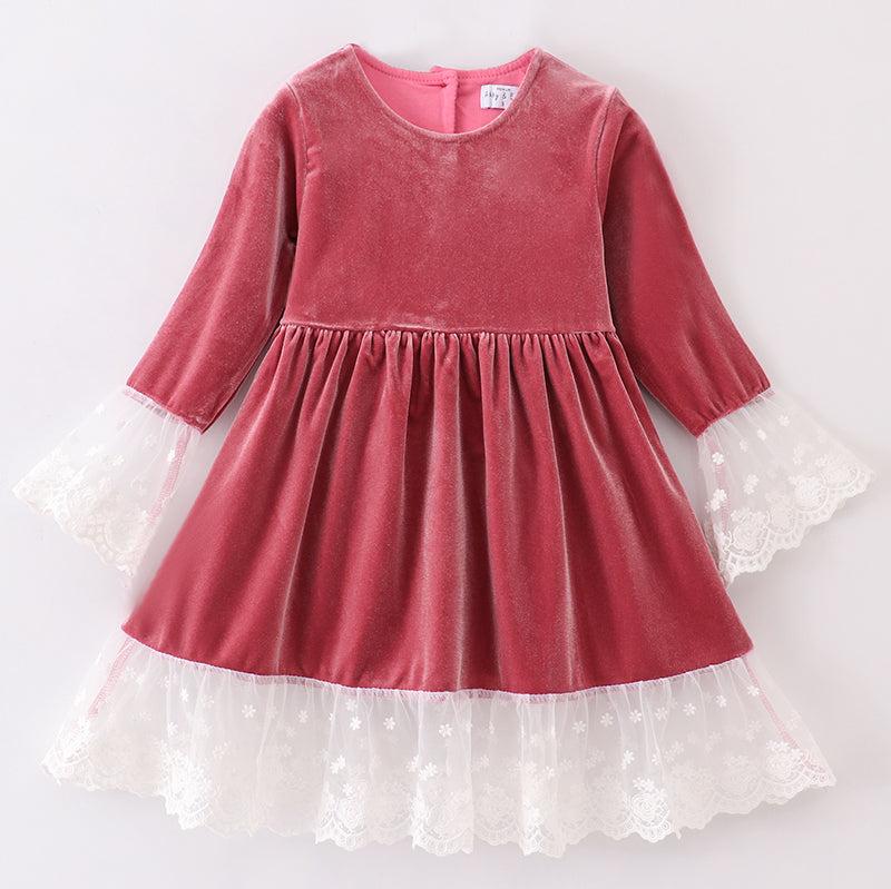 Velvet + Lace Dust Pink Dress