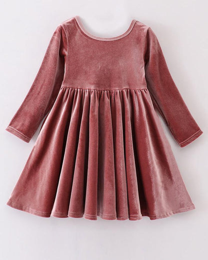 Velvet Twirl Dress - Rose