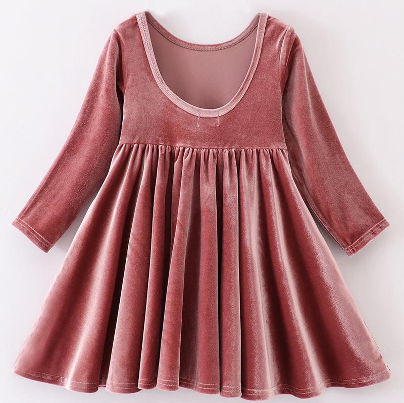 Velvet Twirl Dress - Rose