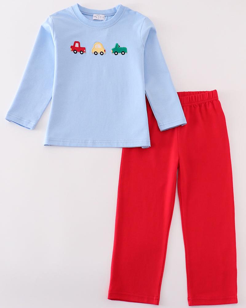 Cars Applique Blue Boy Set