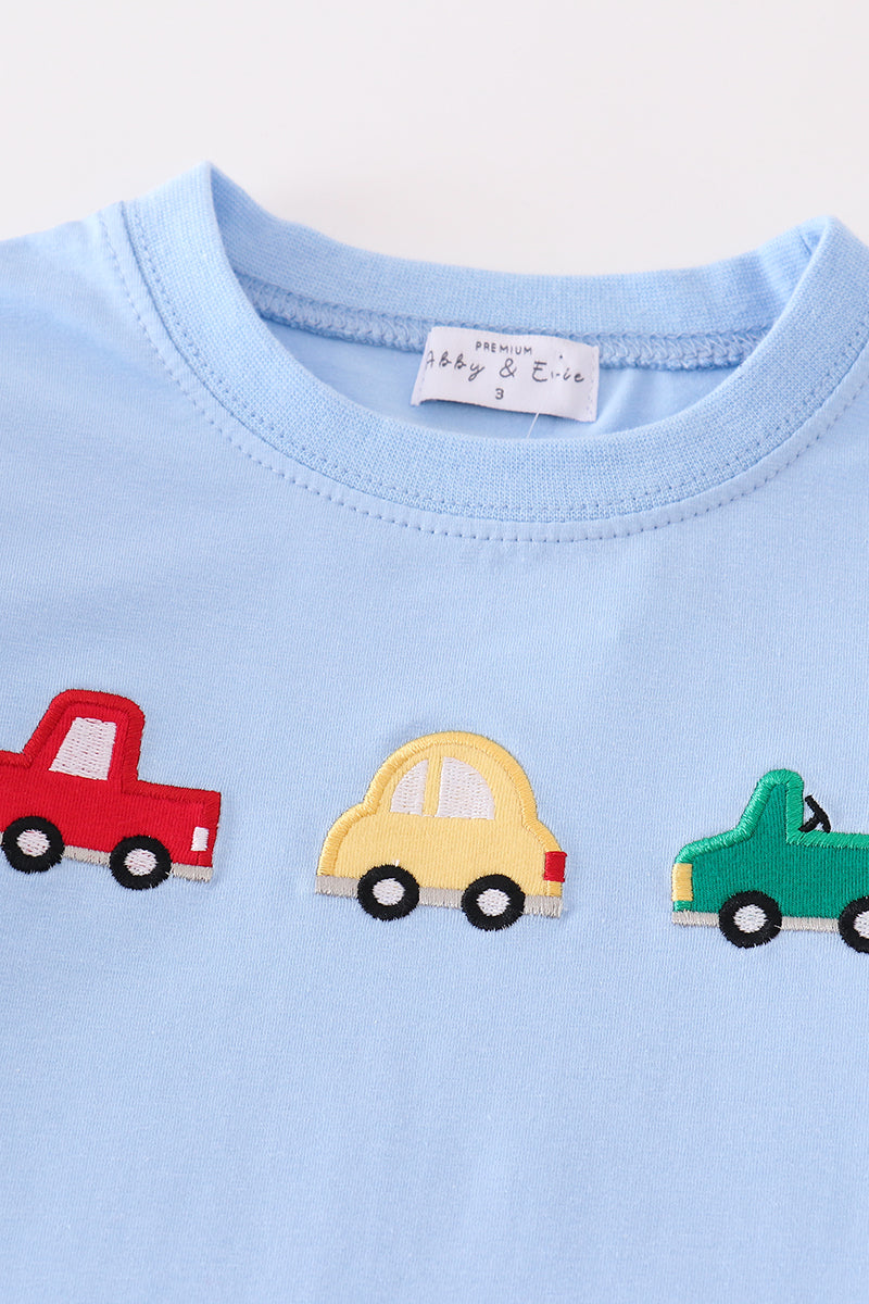 Cars Applique Blue Boy Set