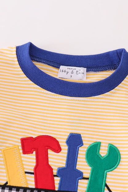 Tools Applique Yellow Stripe Boy Set