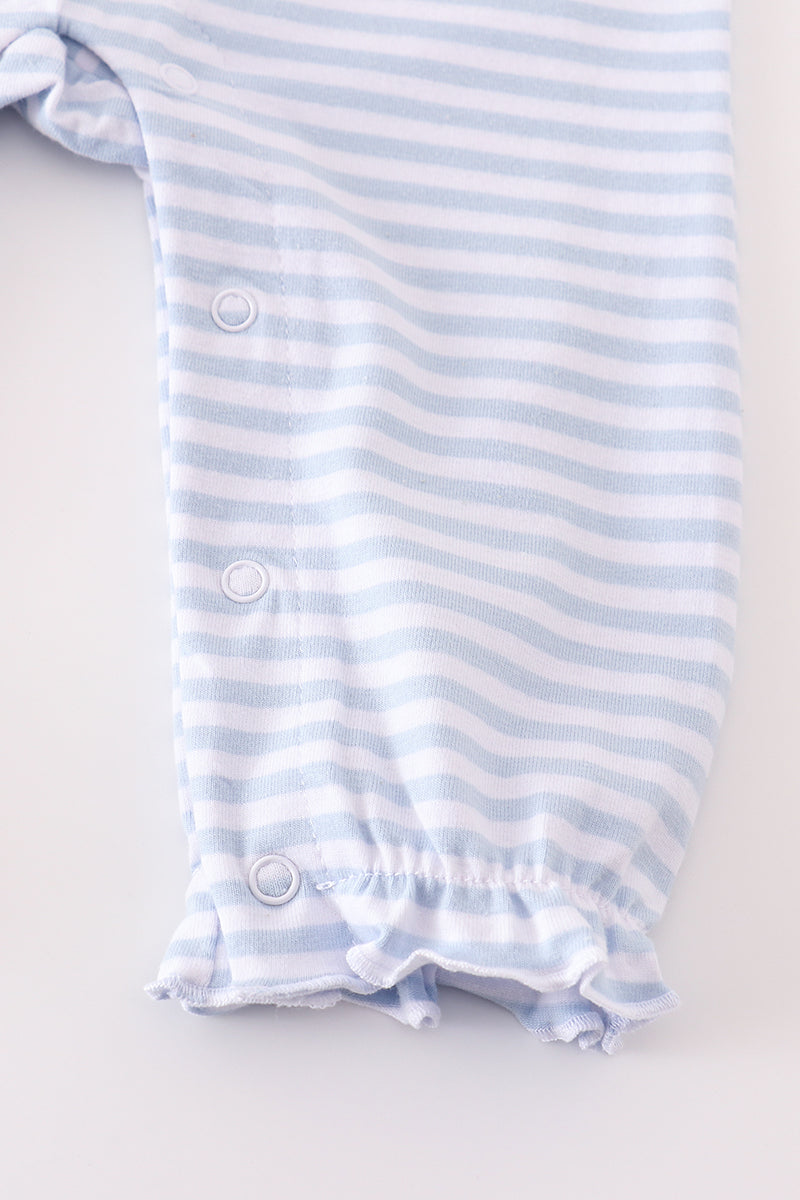 Farm Applique Stripe Girl Romper