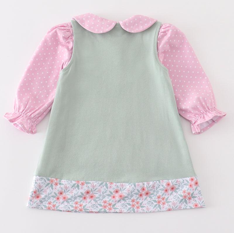 Turkey Applique Sage 2pc Girl Dress Set