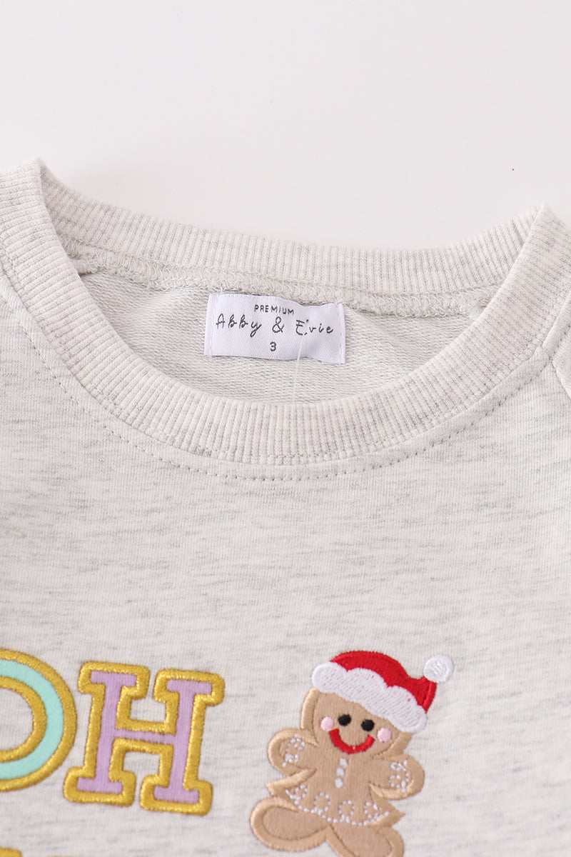 Oh Snap Gingerbread Applique Gray Boy Set