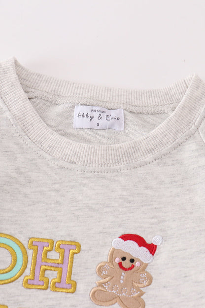 Oh Snap Gingerbread Applique Gray Boy Set