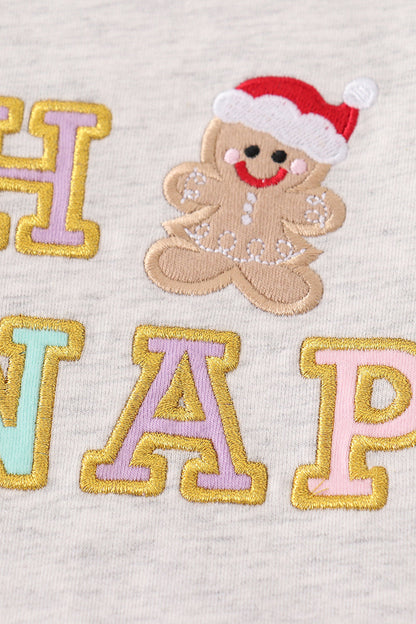 Oh Snap Gingerbread Applique Gray Boy Set