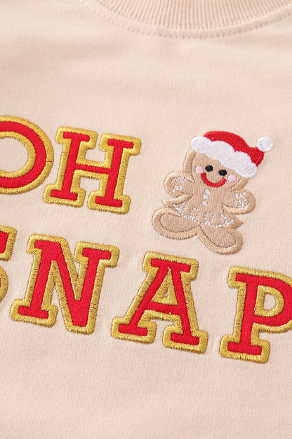 Oh Snap Gingerbread Applique Beige Boy Set