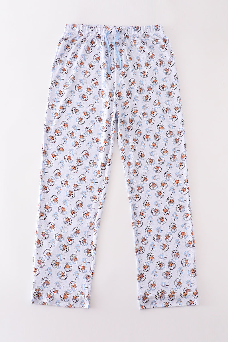 Christmas Santa Claus Print Blue Men’s Pajama Pants