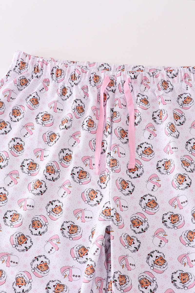 Christmas Santa Claus Print Pink Women’s Pajama Pants